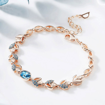 Oval Rhinestone Silver Bracelet