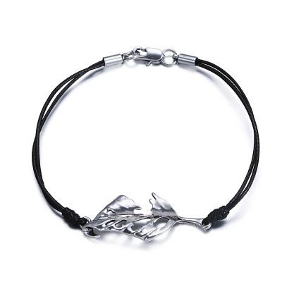 Leaf Shaped Alloy Rope Bracelet