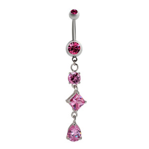 Five Stunning Zircon Stones Decorated Belly Ring