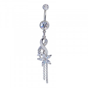 Number 8 And Flower Decorated Belly Ring