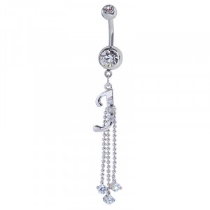 Letter J Zircon Decorated Belly Ring