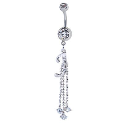 Letter J Zircon Decorated Belly Ring