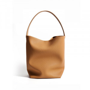 Soft Cowhide Simple Bucket Bag