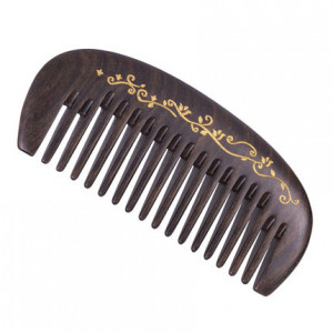 Chacate Preto Wood Comb With Golden Decoration