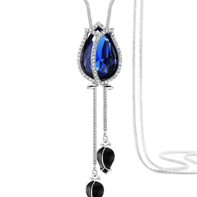 Tulip Shaped Multiple Colores Rhinestone Necklace