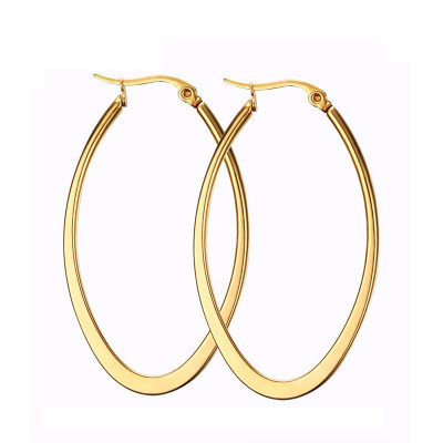 Shiny Large Golden Round Earrings
