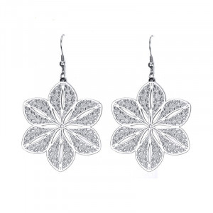 Large Flower Petal Shaped 925 Sterling Silver Earrings