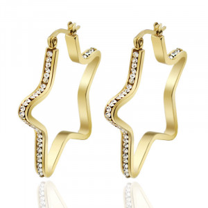 Golden Star Shaped Earrings With Side Edges Decoration