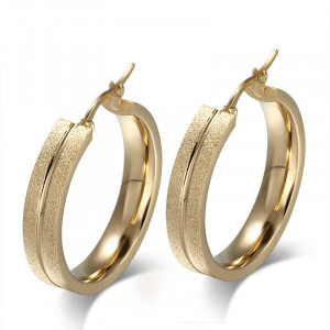 Surface Dull Polished Golden Earrings For Office Lady