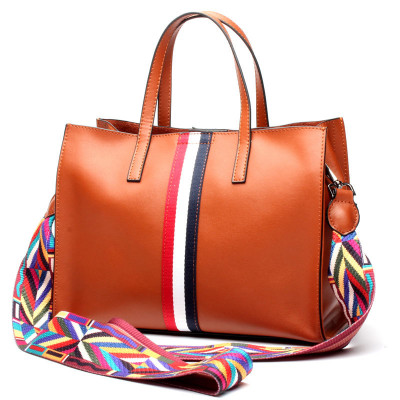 Fashion Handbag For Ladies With Three Color Strips Fashion Handbag For Ladies With Three Color Strips