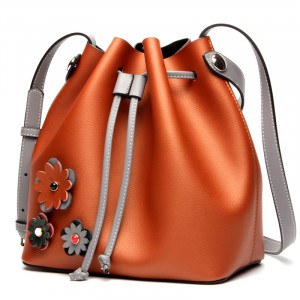Leisure Style Leather Drawstring Bag
