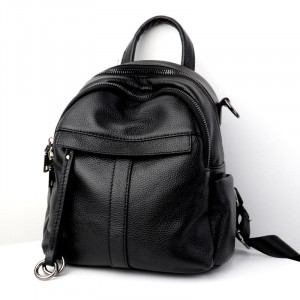 Black Color Leather Backpack