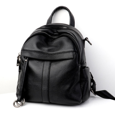 Black Color Leather Backpack