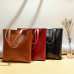 Solid Color Large Capacity Leather Tote Bag
