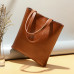 Solid Color Large Capacity Leather Tote Bag