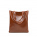 Solid Color Large Capacity Leather Tote Bag