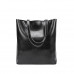 Solid Color Large Capacity Leather Tote Bag