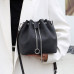 Women's Leather Bucket Bag With Rope Closure