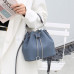 Women's Leather Bucket Bag With Rope Closure