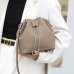 Women's Leather Bucket Bag With Rope Closure