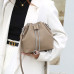 Women's Leather Bucket Bag With Rope Closure