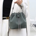 Women's Leather Bucket Bag With Rope Closure