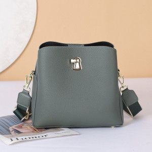 Practical Leather Bucket Bag For Office Ladies
