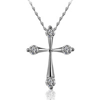 Beautiful 925 Silver Cross With Four Zircons