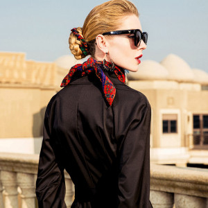 Lady Scarf Dark colorful Mulberry silk Scarf PKHAW003