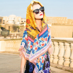 Scarf For Ladies Colorful Colorful Mulberry silk Scarf PKHAW011