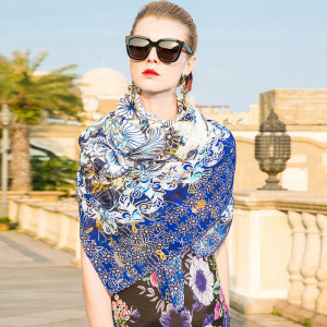 Lady Scarf Blue Blue Mulberry silk Scarf PKHAW013