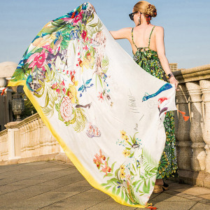 Women Scarf Green Green Mulberry silk Scarf PKHAW018