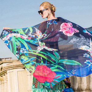 Women Scarf Blue Mulberry silk Scarf PKHAW020