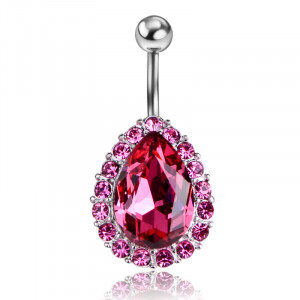 Drop Shaped Multiple Faces Rhinestone Belly Ring