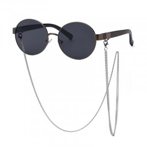 Stylish Small Round Frame Sunglasses With Chain
