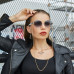 Stylish Small Round Frame Sunglasses With Chain