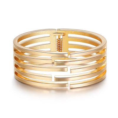 Multi-layer Geometric Hollowed-out Wide Brim Bracelet