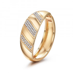 Arc-shaped Stone Inlaid Gold Bracelet