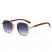 Women's Round Frame Wood Grain Sunglasses