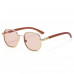 Women's Round Frame Wood Grain Sunglasses