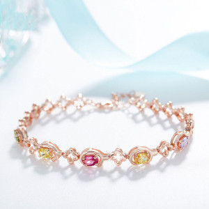 Golden Silver Bracelet Plus Beautiful Rhinestones