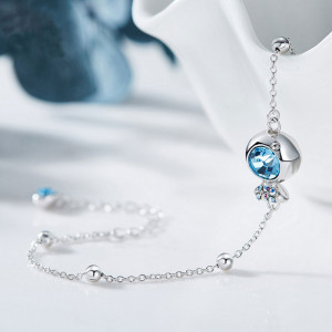 Silver Ball Plus Rhinestone Bracelet