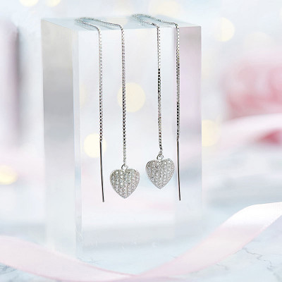 S925 Silver Heart Drop Earrings