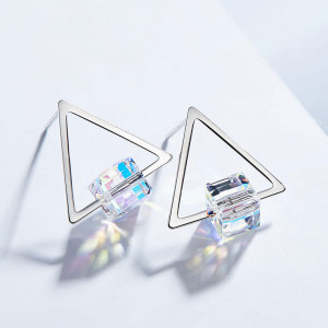 Triangle Round Crystle Stud Earrings