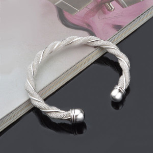 Silver Bracelet of Twisted Sterling Silver Net