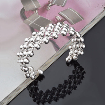 Silver Balls Binded Bracelet Grape Style