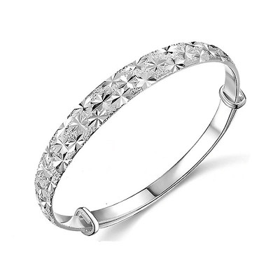 Outstanding Surface Stars Carving Sterling Silver Bracelet