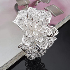 Silver Lotus Sterling Bracelet