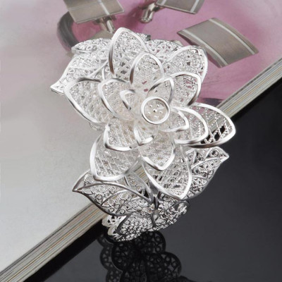 Silver Lotus Sterling Bracelet