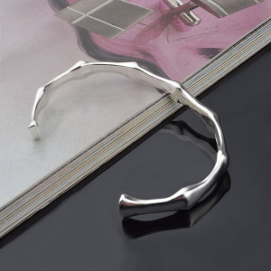 Bamboo Shaped 925 Silver Bracelet Oriental Style